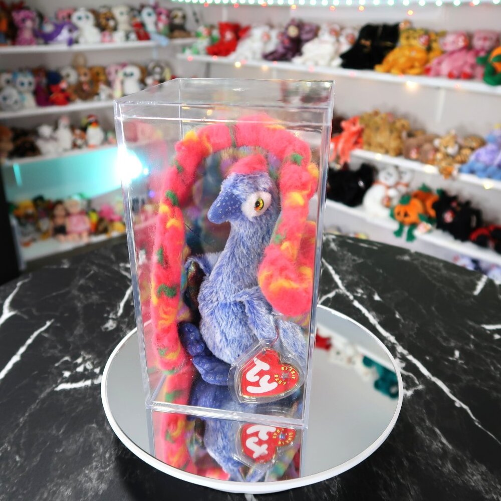 TY Beanie Baby - Flashy the Peacock | Tush Tag Wear | Retired | Rareโ | Vintage